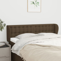 Produktbild för Sänggavel med kanter mörkbrun 147x23x78/88 cm tyg