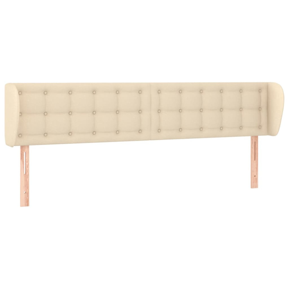 Produktbild för Sänggavel med kanter gräddvit 163x23x78/88 cm tyg