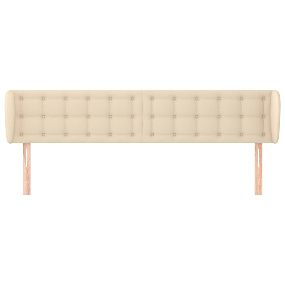 Produktbild för Sänggavel med kanter gräddvit 163x23x78/88 cm tyg