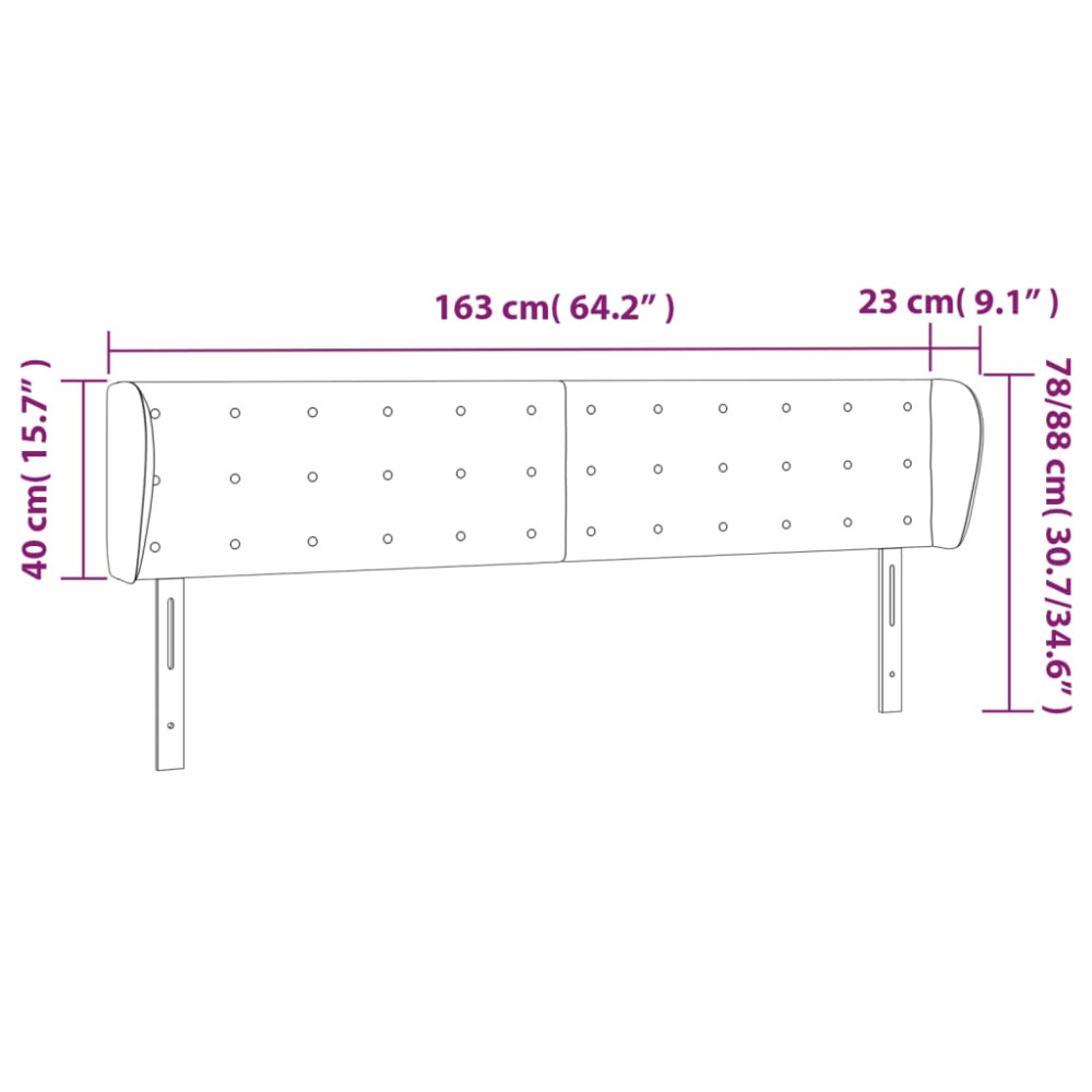 Produktbild för Sänggavel med kanter gräddvit 163x23x78/88 cm tyg