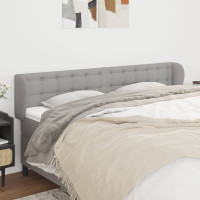 Produktbild för Sänggavel med kanter ljusgrå 183x23x78/88 cm tyg