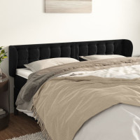 Produktbild för Sänggavel med kanter svart 163x23x78/88 cm sammet