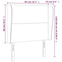 Produktbild för Sänggavel med kanter ljusgrå 83x23x118/128 cm tyg