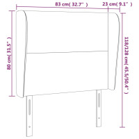 Produktbild för Sänggavel med kanter mörkgrå 83x23x118/128 cm tyg