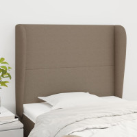 Produktbild för Sänggavel med kanter taupe 93x23x118/128 cm tyg