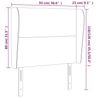 Produktbild för Sänggavel med kanter taupe 93x23x118/128 cm tyg