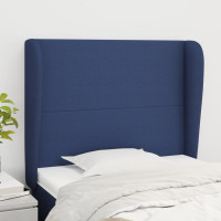 Produktbild för Sänggavel med kanter blå 93x23x118/128 cm tyg