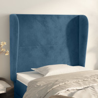 Produktbild för Sänggavel med kanter mörkblå 93x23x118/128 cm sammet