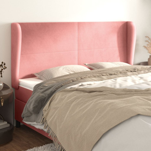 vidaXL Sänggavel med kanter rosa 183x23x118/128 cm sammet