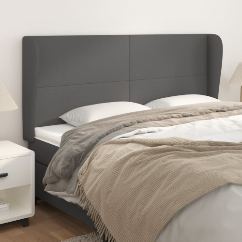 vidaXL Sänggavel med kanter grå 163x23x118/128 cm konstläder