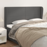 Produktbild för Sänggavel med kanter grå 183x23x118/128 cm konstläder