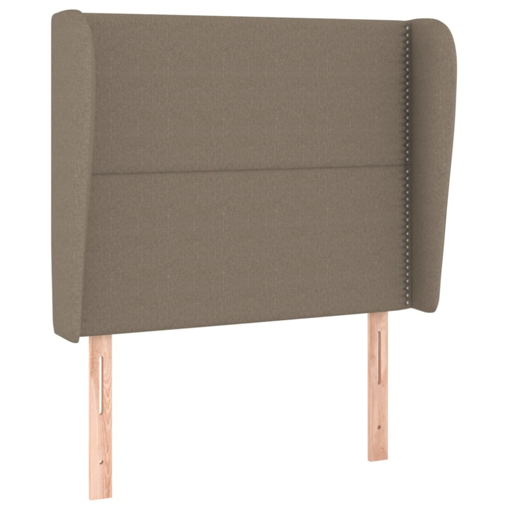 Produktbild för Sänggavel med kanter taupe 93x23x118/128 cm tyg