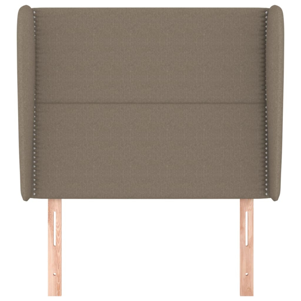 Produktbild för Sänggavel med kanter taupe 93x23x118/128 cm tyg
