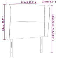 Produktbild för Sänggavel med kanter taupe 93x23x118/128 cm tyg