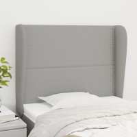 Produktbild för Sänggavel med kanter ljusgrå 103x23x118/128 cm tyg