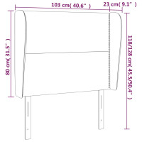 Produktbild för Sänggavel med kanter ljusgrå 103x23x118/128 cm tyg