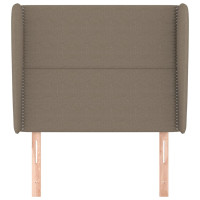 Produktbild för Sänggavel med kanter taupe 103x23x118/128 cm tyg
