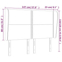 Produktbild för Sänggavel med kanter ljusgrå 147x23x118/128 cm tyg