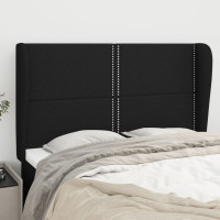 Produktbild för Sänggavel med kanter svart 147x23x118/128 cm tyg