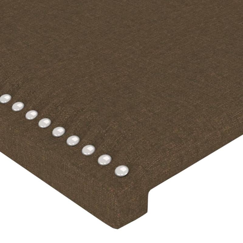 Produktbild för Sänggavel med kanter mörkbrun 147x23x118/128 cm tyg