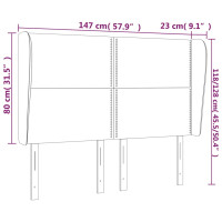 Miniatyr av produktbild för Sänggavel med kanter mörkbrun 147x23x118/128 cm tyg
