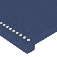 Miniatyr av produktbild för Sänggavel med kanter blå 147x23x118/128 cm tyg