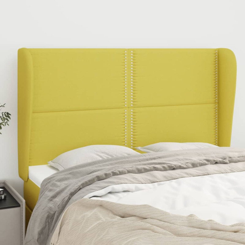 Produktbild för Sänggavel med kanter grön 147x23x118/128 cm tyg