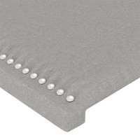 Miniatyr av produktbild för Sänggavel med kanter ljusgrå 163x23x118/128 cm tyg