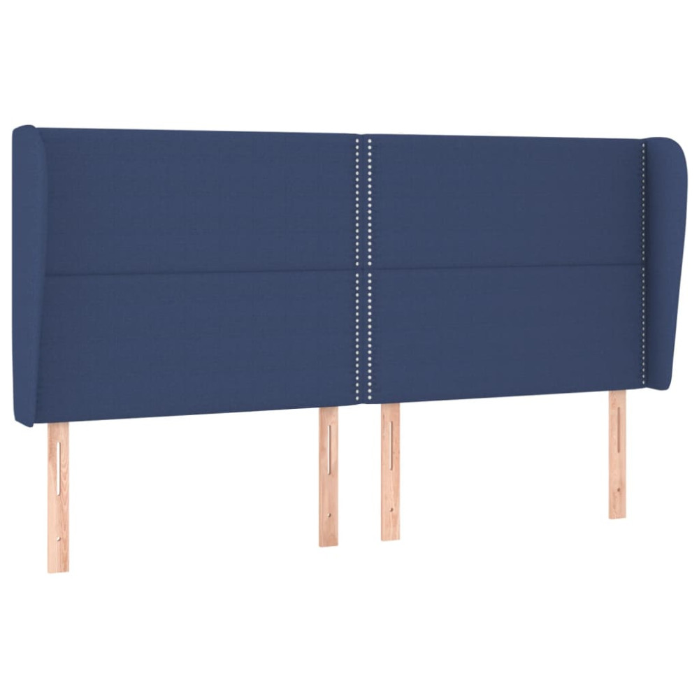 Produktbild för Sänggavel med kanter blå 183x23x118/128 cm tyg