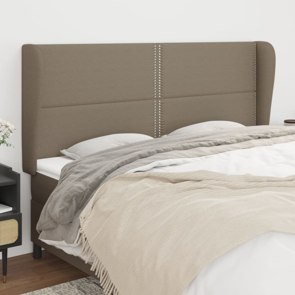 Produktbild för Sänggavel med kanter taupe 203x23x118/128 cm tyg