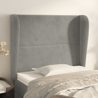 Produktbild för Sänggavel med kanter ljusgrå 83x23x118/128 cm sammet