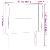 Produktbild för Sänggavel med kanter mörkgrå 83x23x118/128 cm sammet