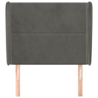 Produktbild för Sänggavel med kanter mörkgrå 93x23x118/128 cm sammet