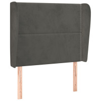 Produktbild för Sänggavel med kanter mörkgrå 103x23x118/128 cm sammet