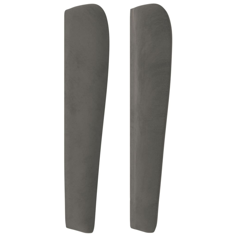 Produktbild för Sänggavel med kanter mörkgrå 103x23x118/128 cm sammet