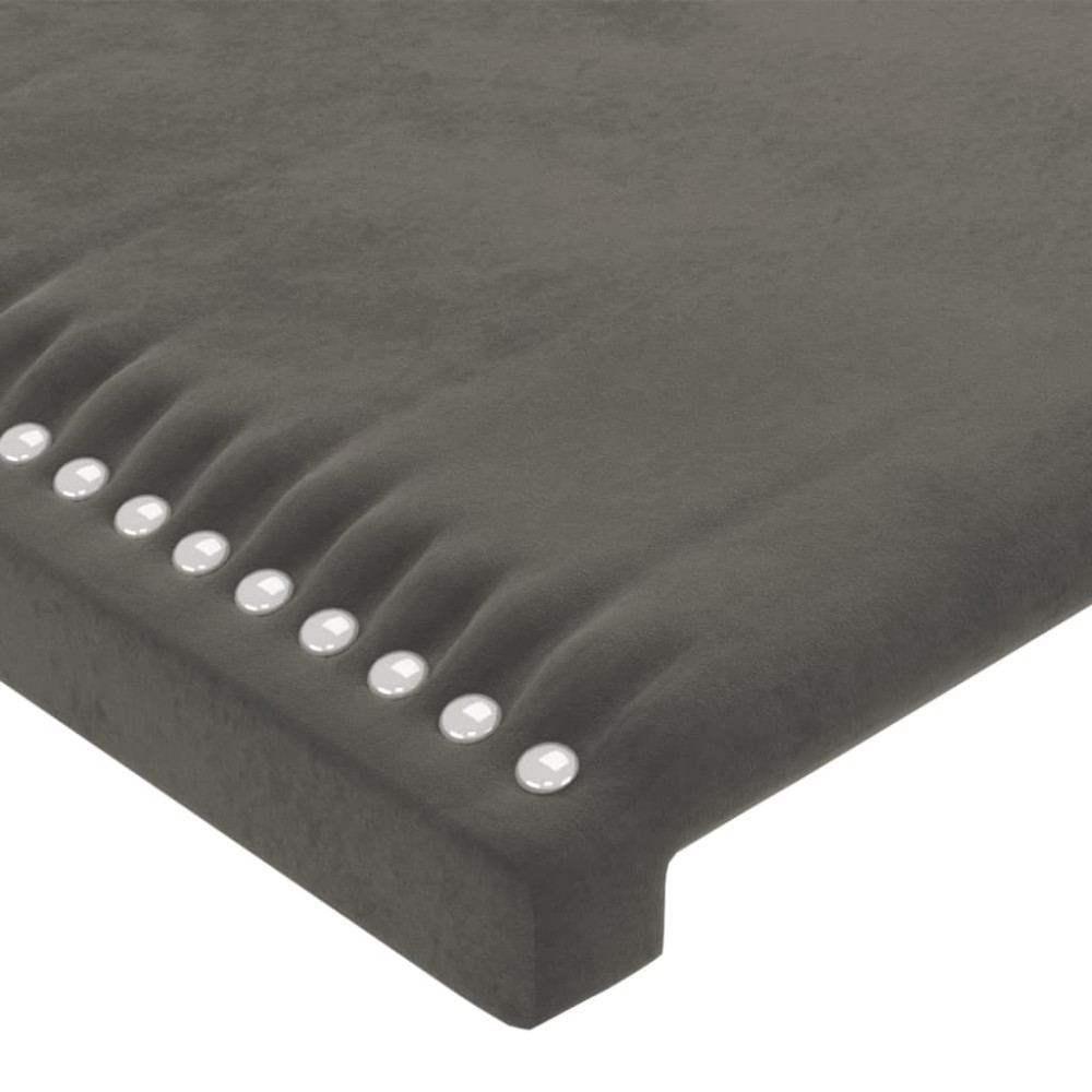 Produktbild för Sänggavel med kanter mörkgrå 103x23x118/128 cm sammet