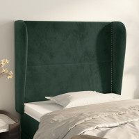 Produktbild för Sänggavel med kanter mörkgrön 103x23x118/128 cm sammet