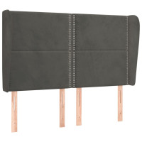 Produktbild för Sänggavel med kanter mörkgrå 147x23x118/128 cm sammet