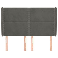Produktbild för Sänggavel med kanter mörkgrå 147x23x118/128 cm sammet