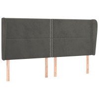 Produktbild för Sänggavel med kanter mörkgrå 163x23x118/128 cm sammet