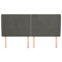 Produktbild för Sänggavel med kanter mörkgrå 163x23x118/128 cm sammet