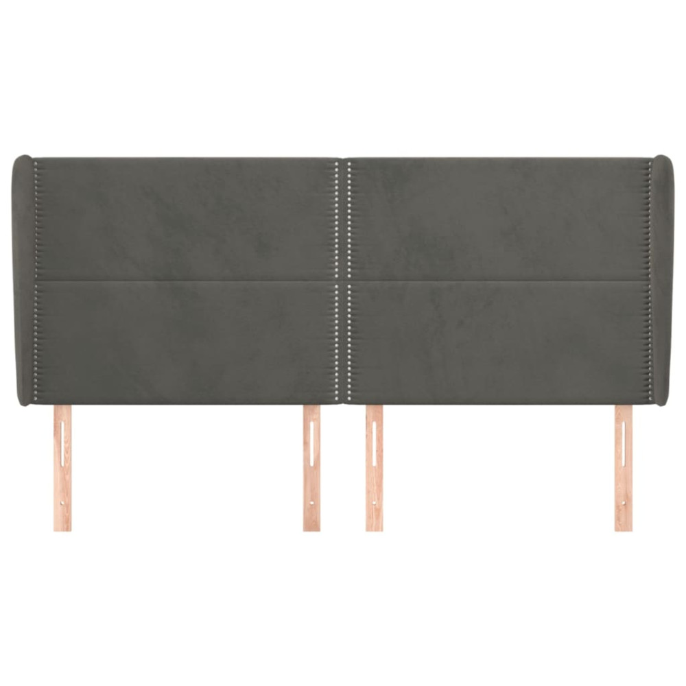 Produktbild för Sänggavel med kanter mörkgrå 203x23x118/128 cm sammet