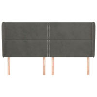 Produktbild för Sänggavel med kanter mörkgrå 203x23x118/128 cm sammet
