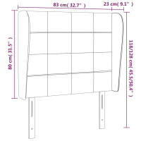 Produktbild för Sänggavel med kanter svart 83x23x118/128 cm tyg