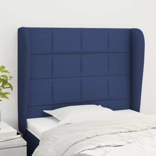 vidaXL Sänggavel med kanter blå 93x23x118/128 cm tyg