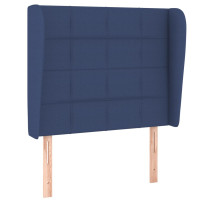 Produktbild för Sänggavel med kanter blå 93x23x118/128 cm tyg