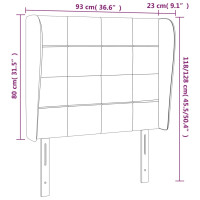 Produktbild för Sänggavel med kanter blå 93x23x118/128 cm tyg