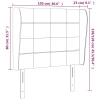 Produktbild för Sänggavel med kanter mörkgrå 103x23x118/128 cm tyg