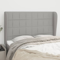Produktbild för Sänggavel med kanter ljusgrå 147x23x118/128 cm tyg