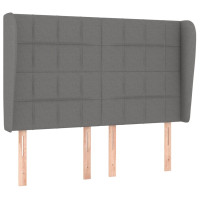 Produktbild för Sänggavel med kanter mörkgrå 147x23x118/128 cm tyg